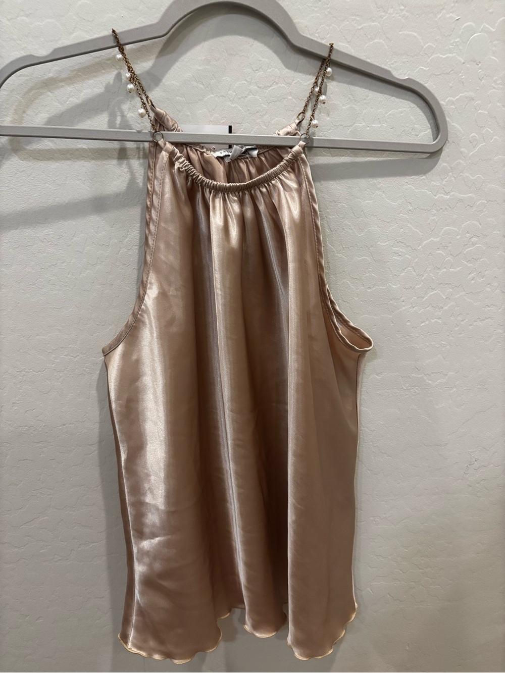 Satin Halter Neck Blouse in Champagne